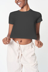 Casual fashion crop top photo, blank shirt suitable as mockup