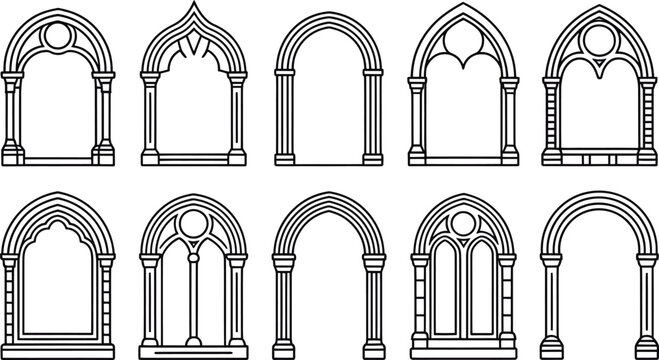 Medieval Window and Doorway Frame Pack with Gothic Cathedral Style