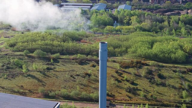 Aerial drone view of the Lincoln Energy Recovery Facility ERF power plant in North Hykeham UK