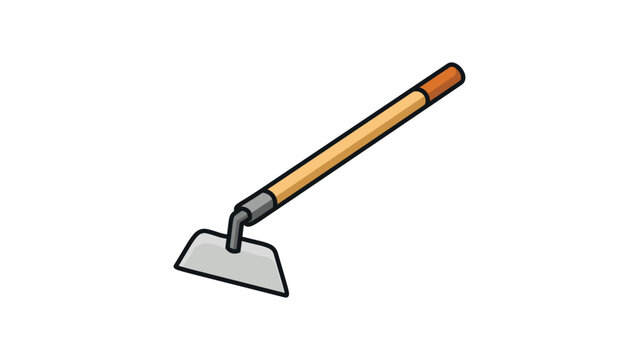 Garden Hoe Flat Vector Illustration with Editable Stroke. Modern Minimalist Gardening Tool Icon for Agriculture, Farming, and Landscaping Designs. Scalable Graphic Isolated on White Background.