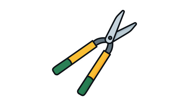 Hedge Trimmer Vector Icon Illustration with Editable Stroke. A modern flat design of long-handled garden shears for landscaping, pruning, and gardening maintenance, isolated on white background.