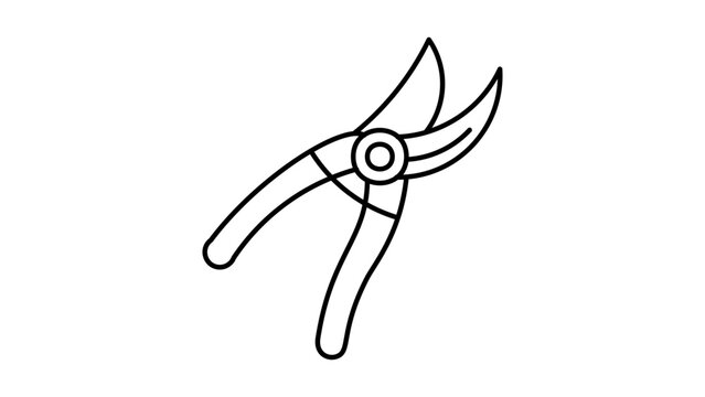Minimalist Pruning Shears Vector Icon with Editable Stroke. This clean black line illustration of garden secateurs is perfect for gardening, landscaping, and agriculture design projects.