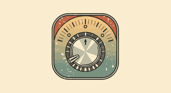 Retro analog dial with textured vintage sunset color gradient background