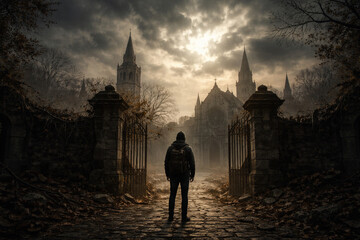 Fototapeta premium entrance to the church cemetery