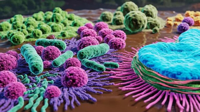 Diverse Bacterial Colonies Multiplying in Vibrant Forms