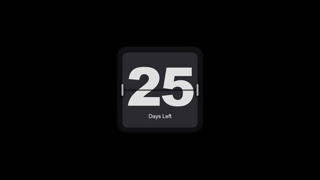 Sleek contemporary digital counter indicating twenty-five days remaining before an important milestone
