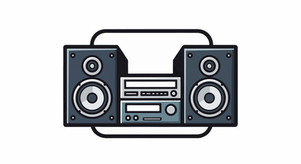 Fototapeta premium Vintage stereo system with two speakers and central audio unit
