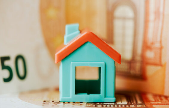 a small house on a fifty-euro banknote