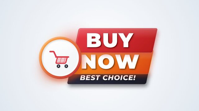 Ecommerce shopping button with buy now on Isolated white background
