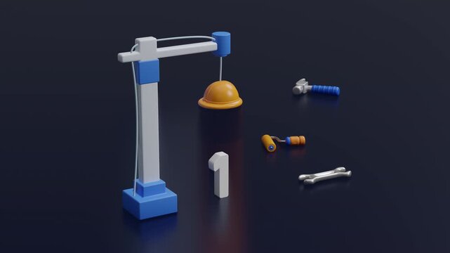 Happy Labour Day concept. 1st May- International labor day concept. Labor safety and right at Workplace. World day for safety and health at work concept. Social justice and decent work. 3d animation