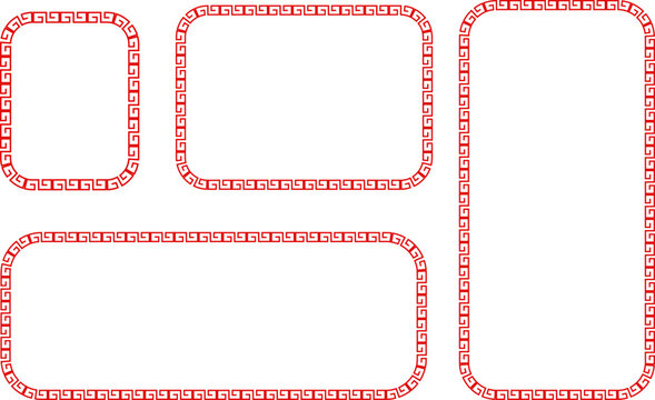 Red Hand Drawn Doodle Frames Set Isolated on White Background, Sketch Border Boxes Collection for Design Templates