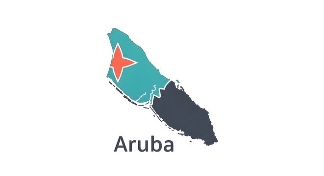 Colorful vector map illustration of Aruba with highlighted region