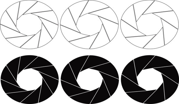 Abstract black and white circular patterns resembling camera apertures in a repeating arrangement