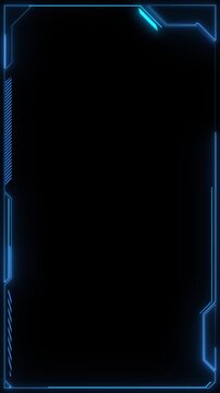 Futuristic network digital space display interface template basic geometry line element. Video template widescreen, Sci fi futuristic user interface, HUD frame design, Technology abstract background