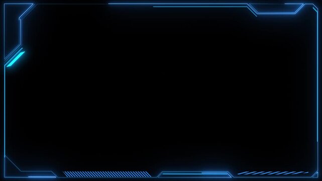 Digital HUD futuristic Video overlay futuristic cyber technology. Cyber hologram frame border viewfinder User interface for game movie, Technology Head up display graphic interface, Wide screen ratio