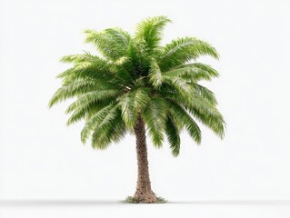 Obraz premium Tropical palm tree with green foliage and brown trunk