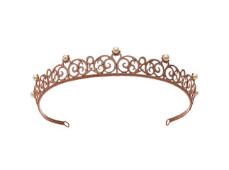 Isolated luxurious rose gold tiara crown adorned with delicate pearls fashion jewelry © Cian