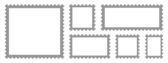 Obraz premium A collection of various rectangular postage stamps.Clean postage stamp template.Realistic trendy post stamps set of vector illustration.
