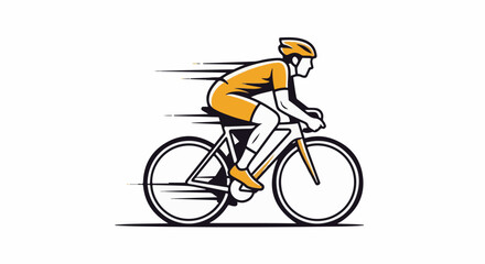 Naklejka premium A stylized, minimalist illustration of a cyclist in a yellow uniform speeding forward