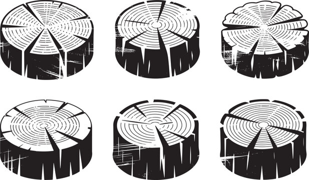 tree log cross sections with growth rings
