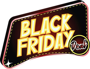 Fototapeta premium Black Friday Sale Badge Sticker Retro Neon Label Discount Offer Shopping Promotion Design