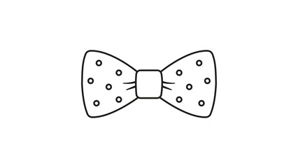 Minimalist Hand-Drawn Polka Dot Bow Tie Vector Icon with Editable Stroke. A clean black line illustration of a formal necktie accessory on a white background for fashion and style designs. © Maliha