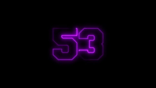 Number 53 Narrow Animation on Black Background