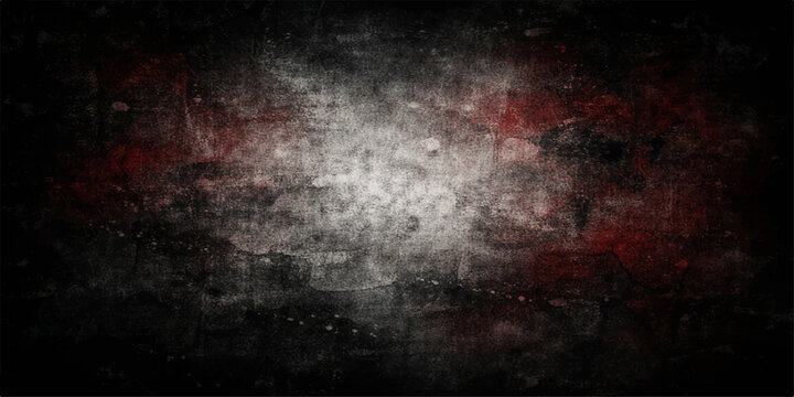 Dark abstract grunge background with red texture and smoke cloud effects creating an explosive storm of light and fire in a black night sky backdrop