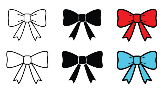 flat bow tie icon set vector collection - Glyph solid icon - Editable modern style icon - Clipart, sticker - icon set - Clipart