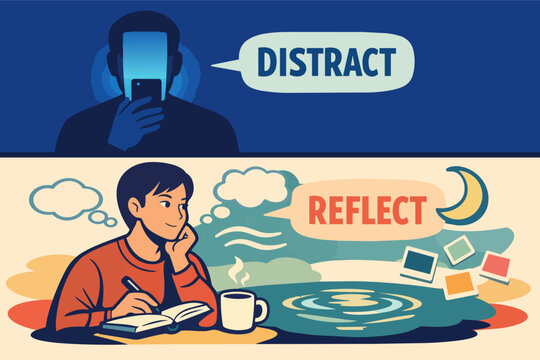 Comparing digital distraction from devices with calm reflection through journaling and mindful thought