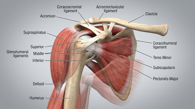 Exploring the intricate anatomy of the human shoulder joint and its muscle connections