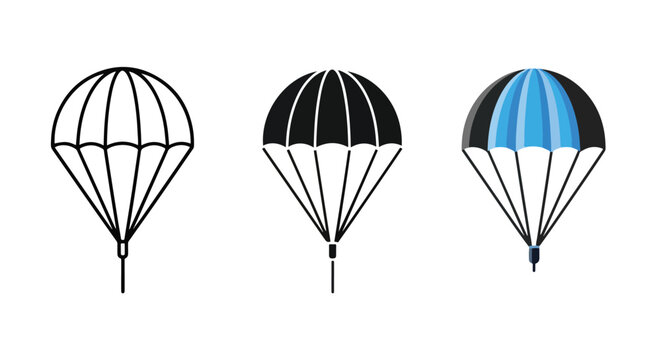 three paragliders flying line icon set - Editable line icons. Vector illustration - Glyph and solid icon set - Icon vector