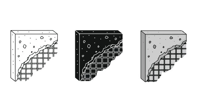 Concrete wall reinforcement construction icon - Line and glyph solid icon and logo template - Clipart, sticker - icon set
