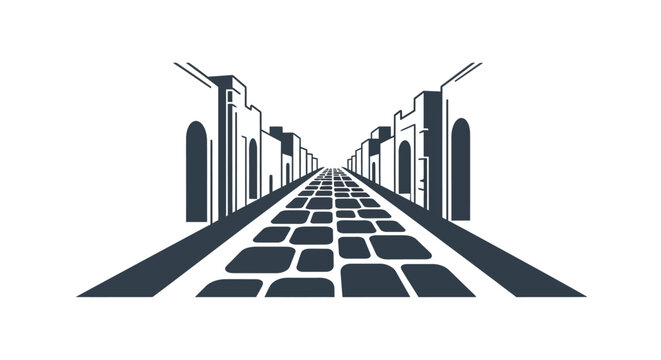 City Street with Cobblestone Roadway.