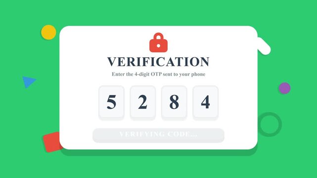 Secure Two Factor Authentication OTP Verification Process Animation with Success Message