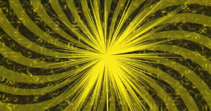 Retro comic-style sunburst background with radiating maroon and transparent stripes. Vibrant abstract motion graphic animation with rotating rays animation