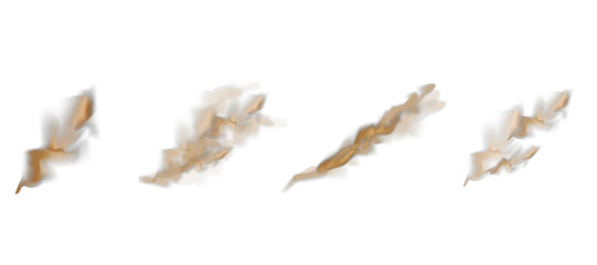 Fototapeta premium PNG brown sand cloud collection isolated on transparent background This set features soft desert powder smoke and light particles for overlay compositing use