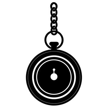 Silhouette Of A Hanging Pocket Watch Chain Transparent Background