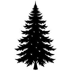 Obraz premium Snow Covered Pine Silhouette Transparent Background