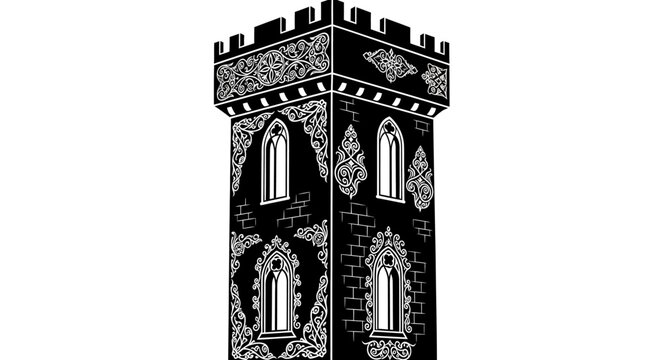 Detailed Gothic Architectural Tower Design.