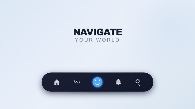 Modern Digital User Interface Navigation Bar with Social Media Icons and Professional App Design Element