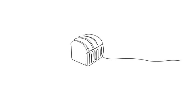 Loaf of bread one line art continuous one line drawing animation,Bread loaf line drawing 4K animation video minimal one line art