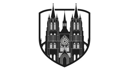 Obraz premium Gothic cathedral church architecture crest emblem.