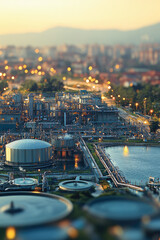 Fototapeta premium Aerial view of a city with multiple bodies of water, including lakes and rivers vertical frame