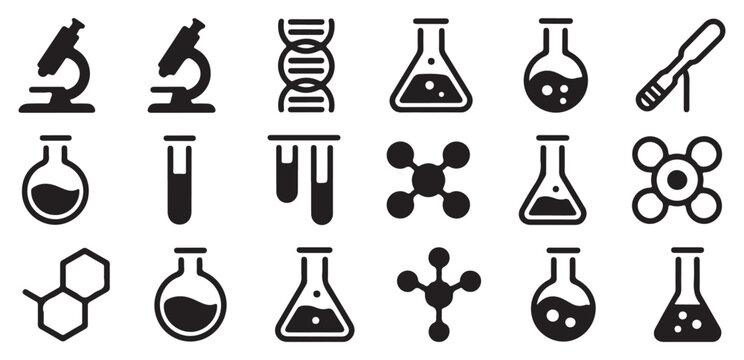 DNA and Molecule Icons &ndash; Scientific Research Vector Collection. Vector illustration eps 10