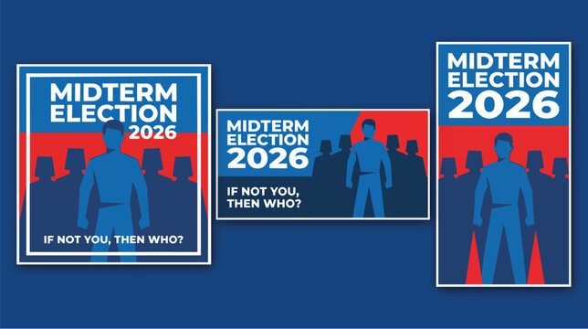Midterm Election 2026 Silhouette Poster Pack USA Voting Social Media Set, Patriotic Voting Silhouette Design Set Midterm Election 2026 USA, USA Election Silhouette Posters Bundle Civic Awareness 2026