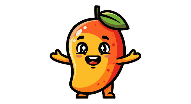 Cartoon mango character with happy expression vector illustration