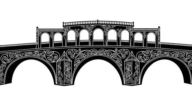 Detailed Ornate Arches Bridge Architecture.