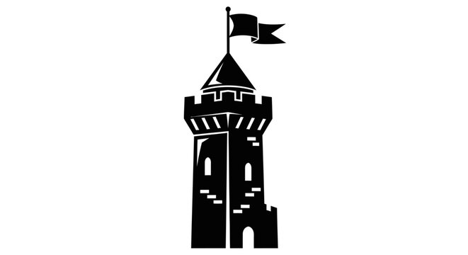 Black silhouette of a castle tower.