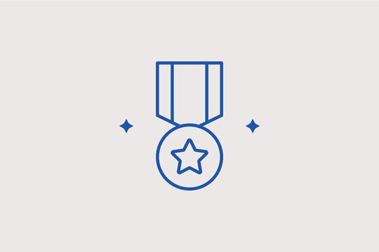 Reward medal with a star for achievements, rankings, or quality assurance. Honorable Vector Illustration for gamification badges and "best-in-class" product certifications.